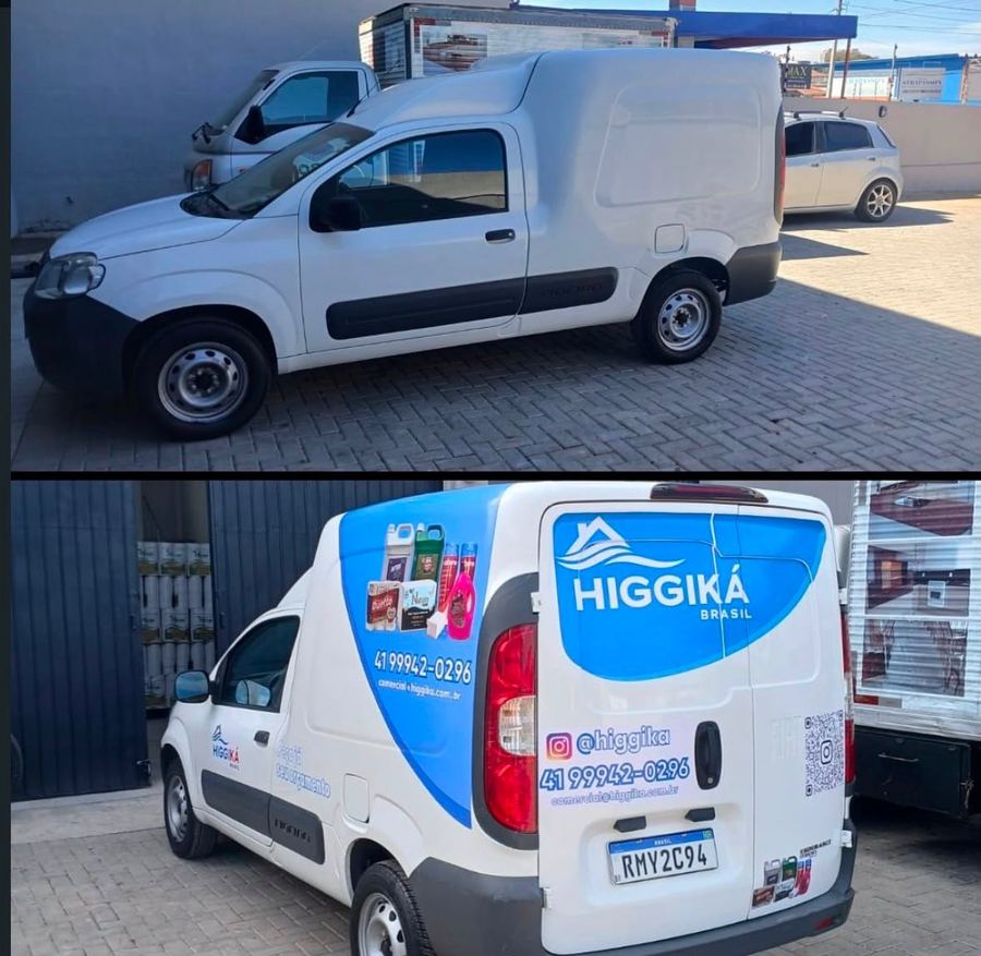 Van Higgiká — envelopamento de veículo com comunicação visual